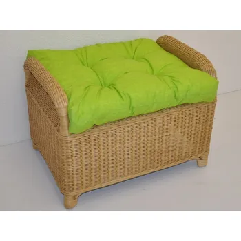 Taburet Ratanová taburetka EAR medová polstr světle zelený melír