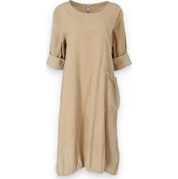 Dámské šaty Bavlněná šatovka SF1201 Itálie barva: béžová