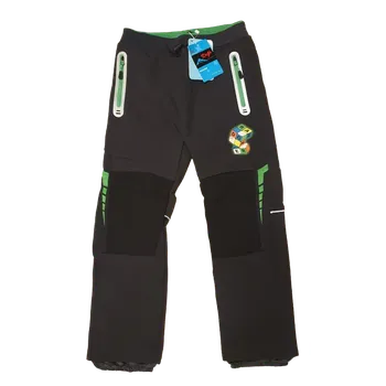Chlapecké kalhoty Kugo Dětské oteplené softshellové kalhoty 98-140 Barva: černá + zelená, Velikost: 128