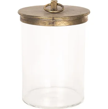 Dóza na potraviny Skleněná dóza s kovovým víčkem s kroužkem – 15x25 cm