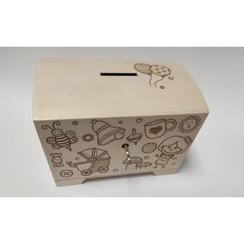 Dárková krabička Madeco Truhlička na peníze a klíček - dětská