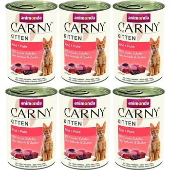 Pro kočku ANIMONDA Cat Carny Kitten chuť: hovězí, krůtí srdce 6x400g