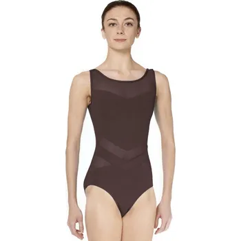 Body Lulli,Baletní trikot se síťkou LUB821, kávová XS