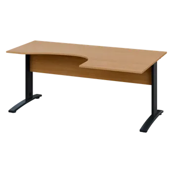 Psací stůl CEK 17 - 187 stůl kancelářský, rohový, pravý, kovová podnož černá, deska 18 mm, široký 1800 mm, buk royal