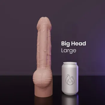 Dildo Erotixxx Toys Big Head Pale Flesh 75% L, prémiové silikonové dildo s Vac-U-Lock 32,1 x 6,8–7,3 cm
