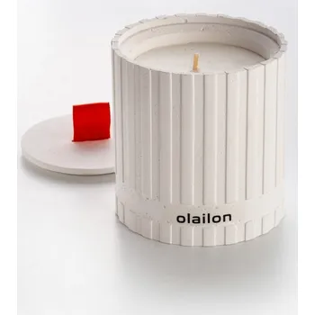 Svíčka Dekorativní svíčka, vůně jantaru, bílá/červená, 8,5x8 cm + vyzvednutí ZDARMA