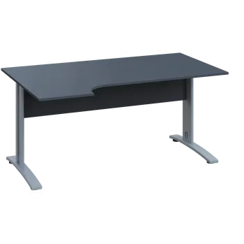 Psací stůl CRK 18 - 164 stůl kancelářský, rohový, levý, kovová podnož stříbrná, deska 18 mm, široký 1600 mm, antracit