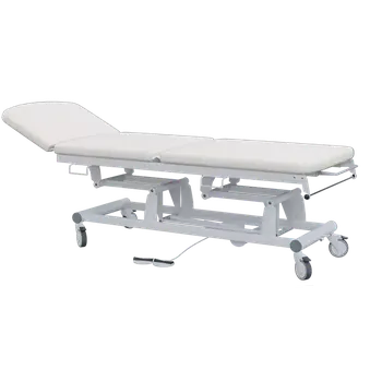 Masážní stůl EUROMEDICA - 14 lehátko elektricky stavitelné, 3-segmentové s nožním ovladačem (2 motory), bílé č. 1