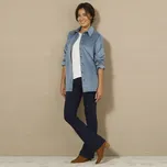 Velurová košile s odnímatelným páskem modrošedá 36