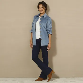 Dámská košile Velurová košile s odnímatelným páskem modrošedá 36