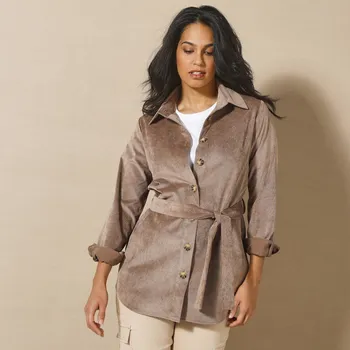 Dámská košile Velurová košile s odnímatelným páskem hnědošedá 36