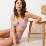 Sada 2 podprsenek s potiskem Tropea z pružné bavlny a krajky, s kosticemi korálová/lila 85E