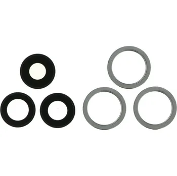 Čočka kamery a rámeček pro iPhone 12 Pro Max ORI - Černý - 3 ks