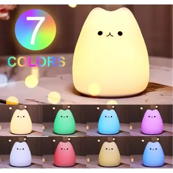 Noční světlo Dotyková silikonová LED noční lampička na baterky - KOČKA (Značka: DIGITALING)