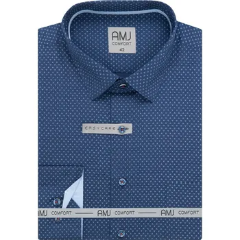 Pánská košile Pánská košile AMJ Slim Fit modrá se vzorem VDSBR1411 velikost: 41, délka rukávu: dlouhý rukáv
