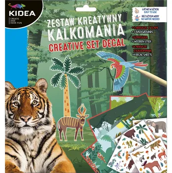 samolepka Kidea Kidea, ZKRKCKA, sada transferových samolepek s tematickým pozadím, zvířátka, 8 ks