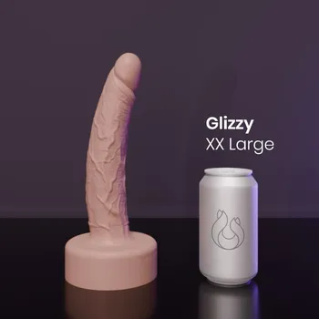 Dildo Erotixxx Toys Glizzy Pale Flesh 75% XL, prémiové silikonové dildo s Vac-U-Lock 25,5 x 4,5–5,4 cm