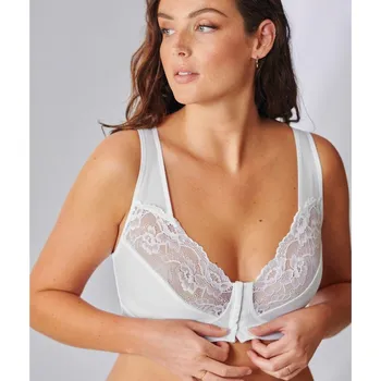 Podprsenka Zmenšující krajková podprsenka se zapínáním vpředu, bez kostic bílá 80C