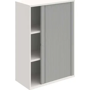 Kancelářský vozík HOBIS kancelářská policová skříň - SZ 3 80 07 P, zámek Huwill, roleta pravá, bílá se šedou roletou + doprava zdarma