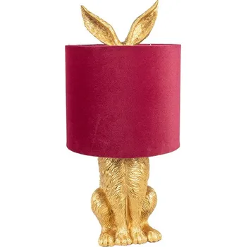 Lampička Zlatá stolní lampa králík s červeným stínidlem Rabbi - Ø 20*43 cm