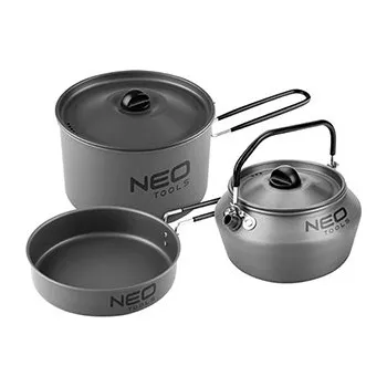 Outdoor vaření Sada nádobí 3v1 šedá, hliník, 63-145, hrnec, pánev, konvice, Neo Tools