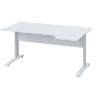 Psací stůl CRK 18 - 164 stůl kancelářský, rohový, pravý, kovová podnož bílá, deska 18 mm, široký 1600 mm, bílá