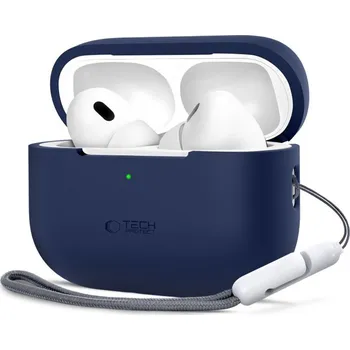 Pouzdro na mobilní telefon Pouzdro / obal TECH-PROTECT pro Apple AirPods Pro 1 / 2 + poutko - silikonové - námořnicky modré