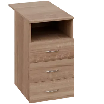 Zásuvkový kontejner CKC 2 - 84 kontejner přístavný, 3-zásuvkový/nika, deska 25 mm, centrální zámek, dub bardolino