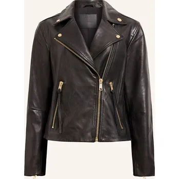 Dámský blejzr Allsaints Dámská Kožená Bunda Dalby, černá, 42
