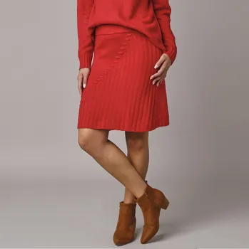 Dámská móda Rovná sukně z úpletu se vzorem červená 52