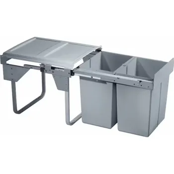 Odpadkový koš Wireli Výsuvný odpadkový 2-koš Komfort, 2x20 l, K45-šedý plast