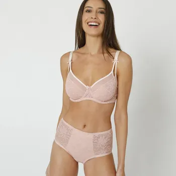 Podprsenka Blancheporte Polovyztužená podprsenka ze strečové krajky Tulcan Confidence Lingerie, s kosticemi růžová 95E