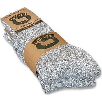 Pánské oblečení Ovčí věci Šedé vlněné ponožky Sibiřky - 2 páry Velikost: 35-38