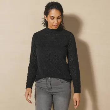 Strečové ažurové tričko sestojáčkem černá 38/40