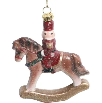 Vánoční dekorace Vánoční ozdoba vintage houpací koník - 9*3*11 cm