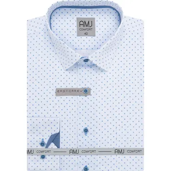 Pánská košile AMJ Slim fit modrá se vzorem VDSBR1417 velikost: 42, délka rukávu: dlouhý rukáv