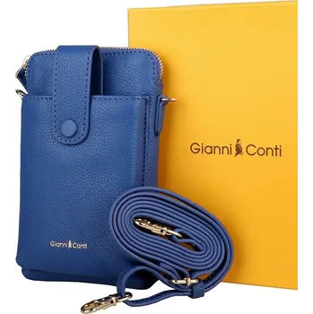Luxusní malá kožená crossbody kabelka (pouzdro na mobil) Gianni Conti 305 modrá