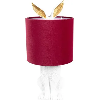 Lampička Bílá stolní lampa králík s červeným stínidlem Rabbi - Ø 20*43 cm