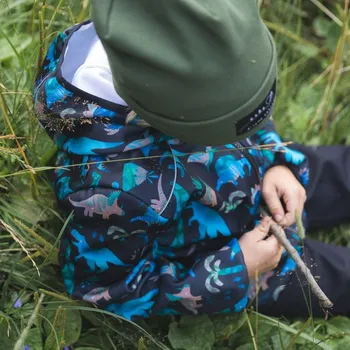 Dívčí bunda Černá softshell bunda s dinosaury 30/15 Velikost: 134/140