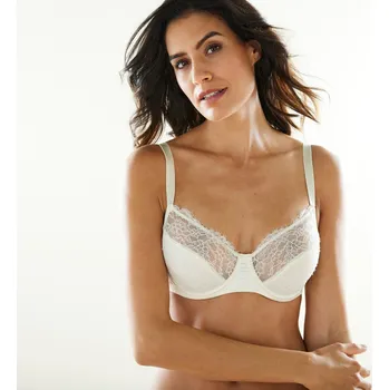 Podprsenka Polovyztužená podprsenka z krajky a saténu Lihue, s kosticemi slonová kost 95C