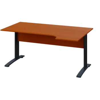 Psací stůl CRK 28 - 164 stůl kancelářský, rohový, pravý, kovová podnož černá, deska 25 mm, široký 1600 mm, třešeň šumavská