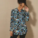 Dlouhá košile z viskózy s potiskem černá/modrá 40