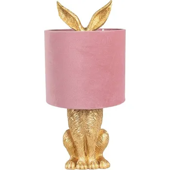 Lampička Zlatá stolní lampa králík s růžovým stínidlem Rabbi - Ø 20*43 cm