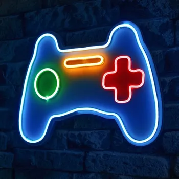 Dekorativní svítidlo Neonový LED nápis Play Station - barevná světelná dekorace na zeď, 40 x 29 cm + vyzvednutí ZDARMA