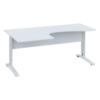 Psací stůl CEK 27 - 187 stůl kancelářský, rohový, levý, kovová podnož bílá, deska 25 mm, široký 1800 mm, bílá