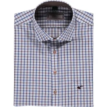 Pánská košile Orbis textil Orbis košile bílá s hnědo-modrým detailem 3197/45 dlouhý rukáv Varianta: 45/46