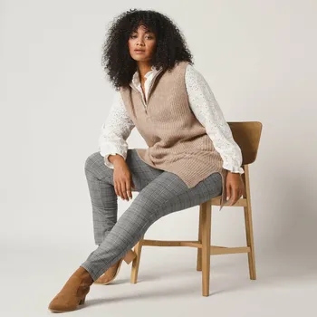 Legíny s glenčekovým vzorem a pružným pasem černá/béžová 50