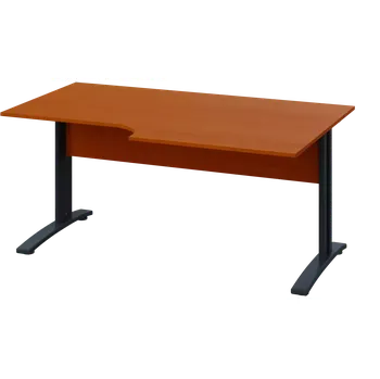 Psací stůl CRK 28 - 184 stůl kancelářský, rohový, pravý, kovová podnož černá, deska 25 mm, široký 1800 mm, třešeň šumavská