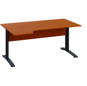 Psací stůl CRK 18 - 164 stůl kancelářský, rohový, levý, kovová podnož černá, deska 18 mm, široký 1600 mm, třešeň šumavská