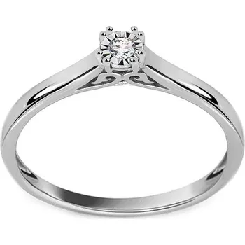 Prsten Zásnubní prsten z bílého zlata s diamantem 0.040 ct Penney KU628A + dárkové balení LUXUS zdarma